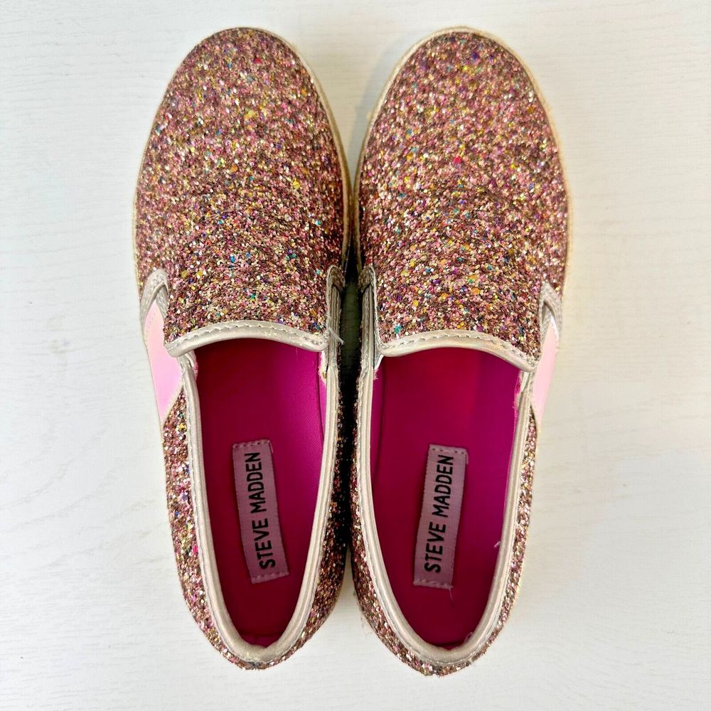 Steve Madden Glittery Kids Sneakers - Gold and Pink - Picture 5 of 8